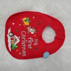 One size Christmas bib in red
